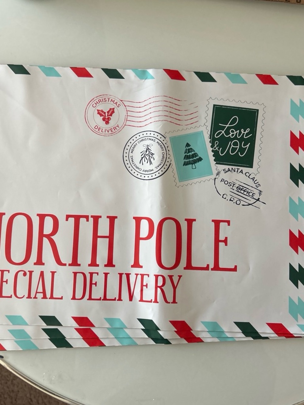 Holiday 'North Pole Special Delivery' Decorative poly Mailer Bag - Red & Teal(3